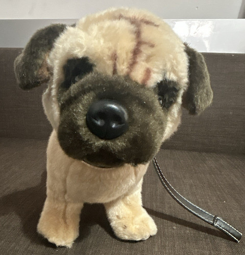 Beige black plush pug - beige,
